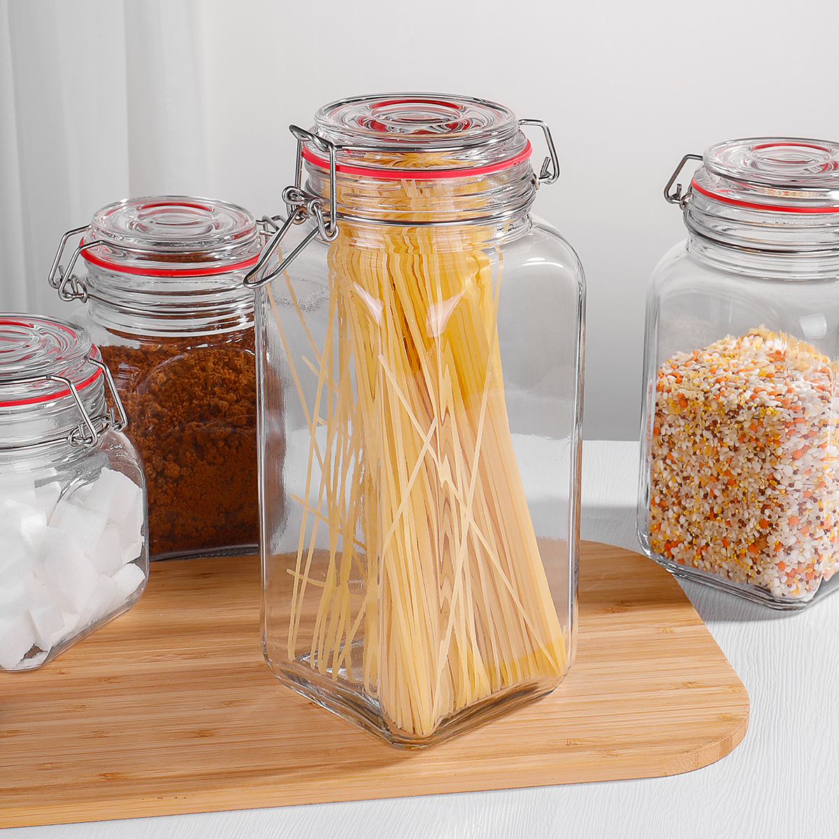 Glass Food Kitchen Using Storage Jar