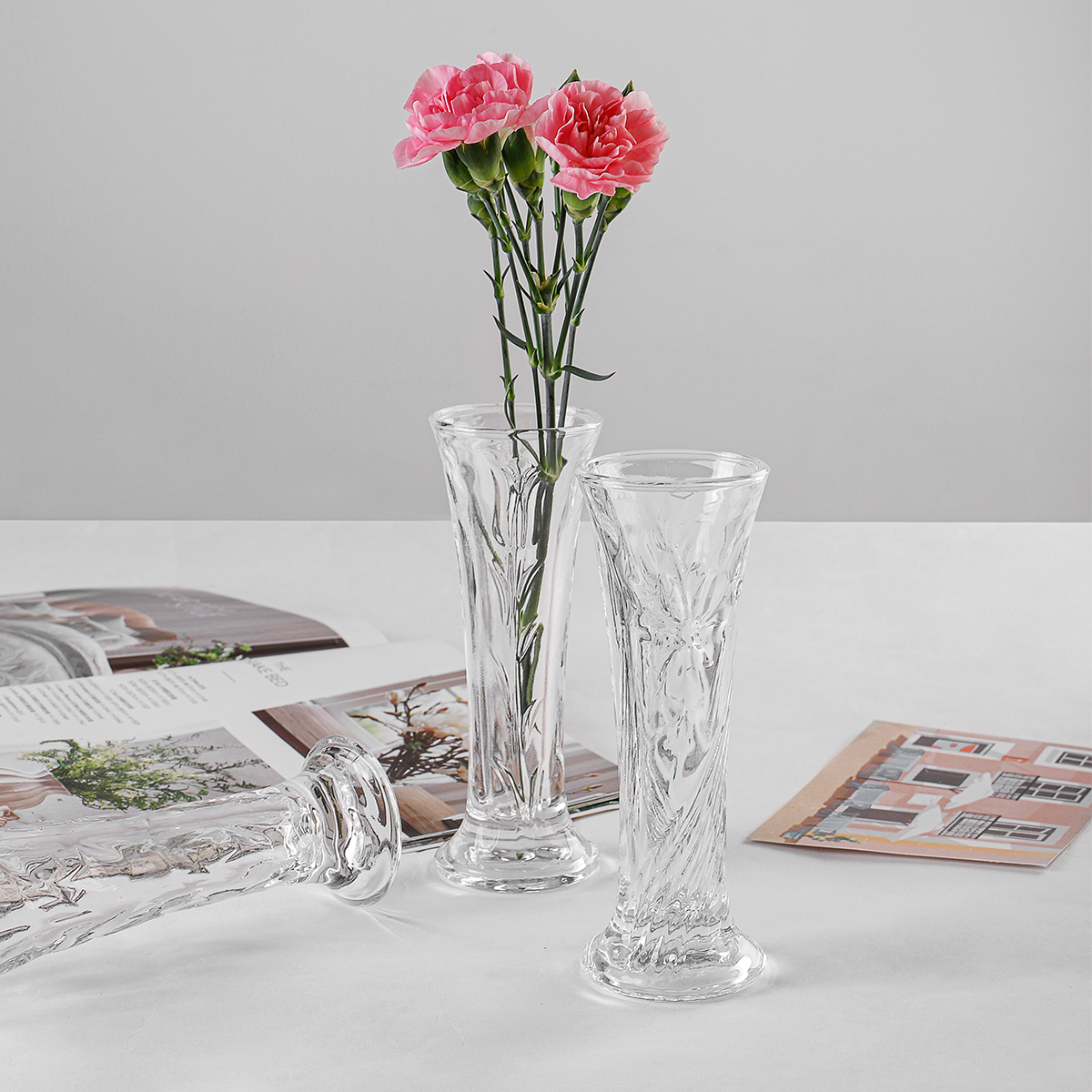 Glass flower vase for home decoration
