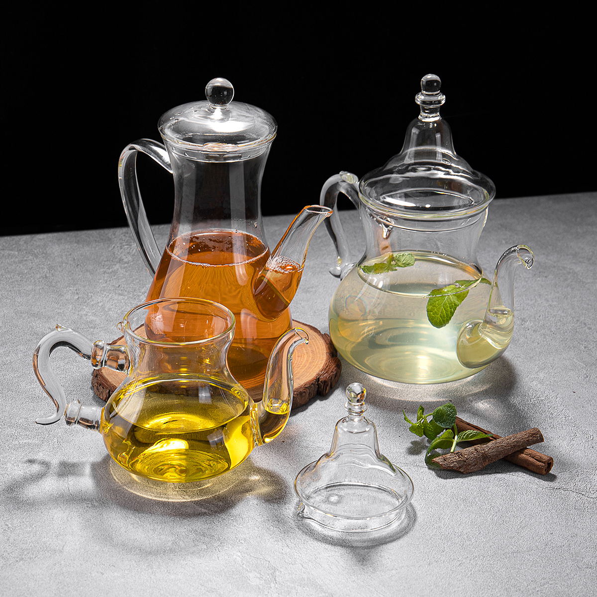 JINGHUANG OEMM/ODM aramoro China Factory Wholesale Clear Handmade Glass bloom Teapot with glass infuser