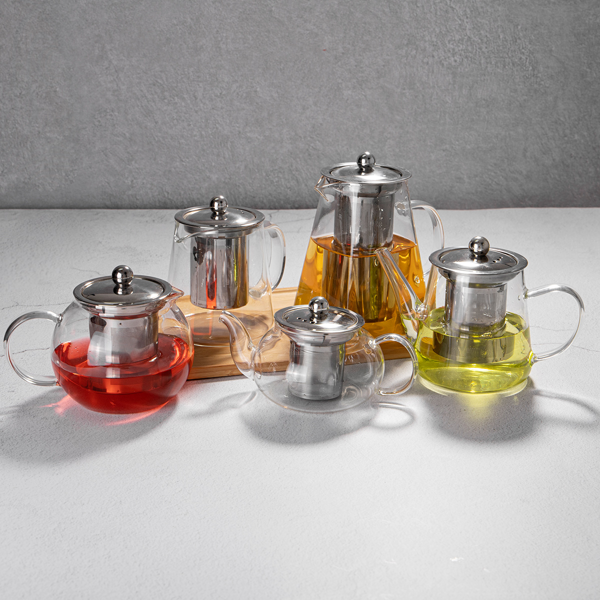 Modern Clear Filter Teapot Borosilicate Glass Square Tea Pot & Kettles With Stainless Infuser Milk Juice Container