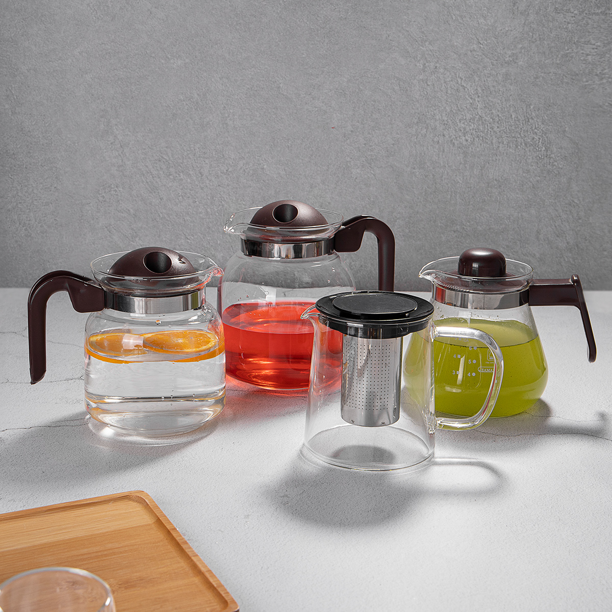 Eco-friendly clear glass tea pot tea maker glass kettle heat resistant glass teapots with infuser