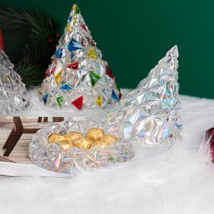 Christmas Tree Shaped Glass Candy Pot