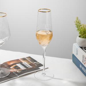 JH Drinkware-Champagne Glasses With Gold Rim