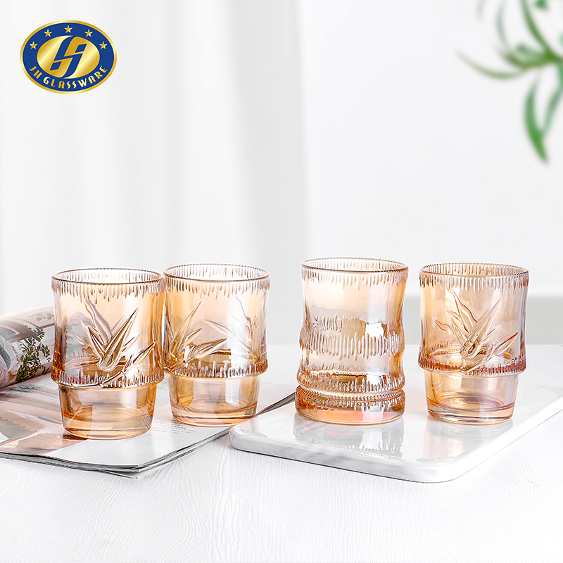 set of 4 Stackable Bamboo Joint Shaped glasses cup for drinkware