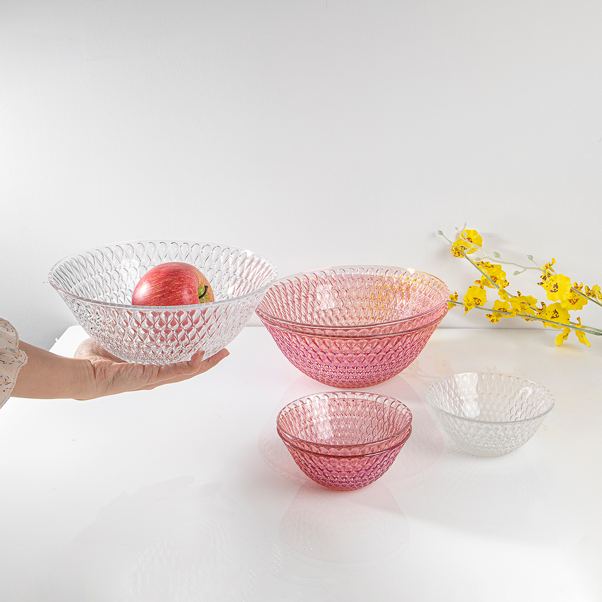 JINGHUANG 7Pcs Glass Bowl Set For Tableware