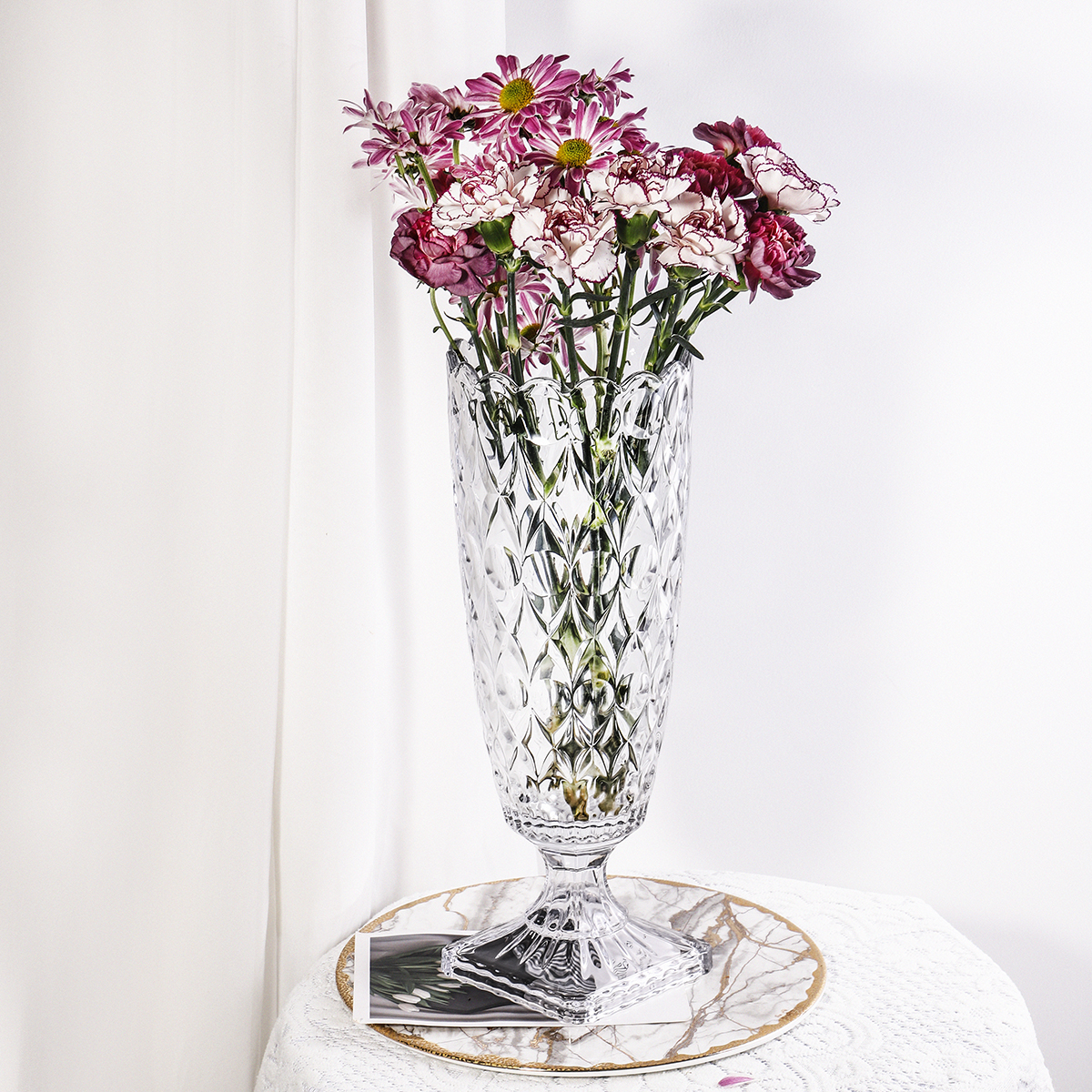 glass vase with stand