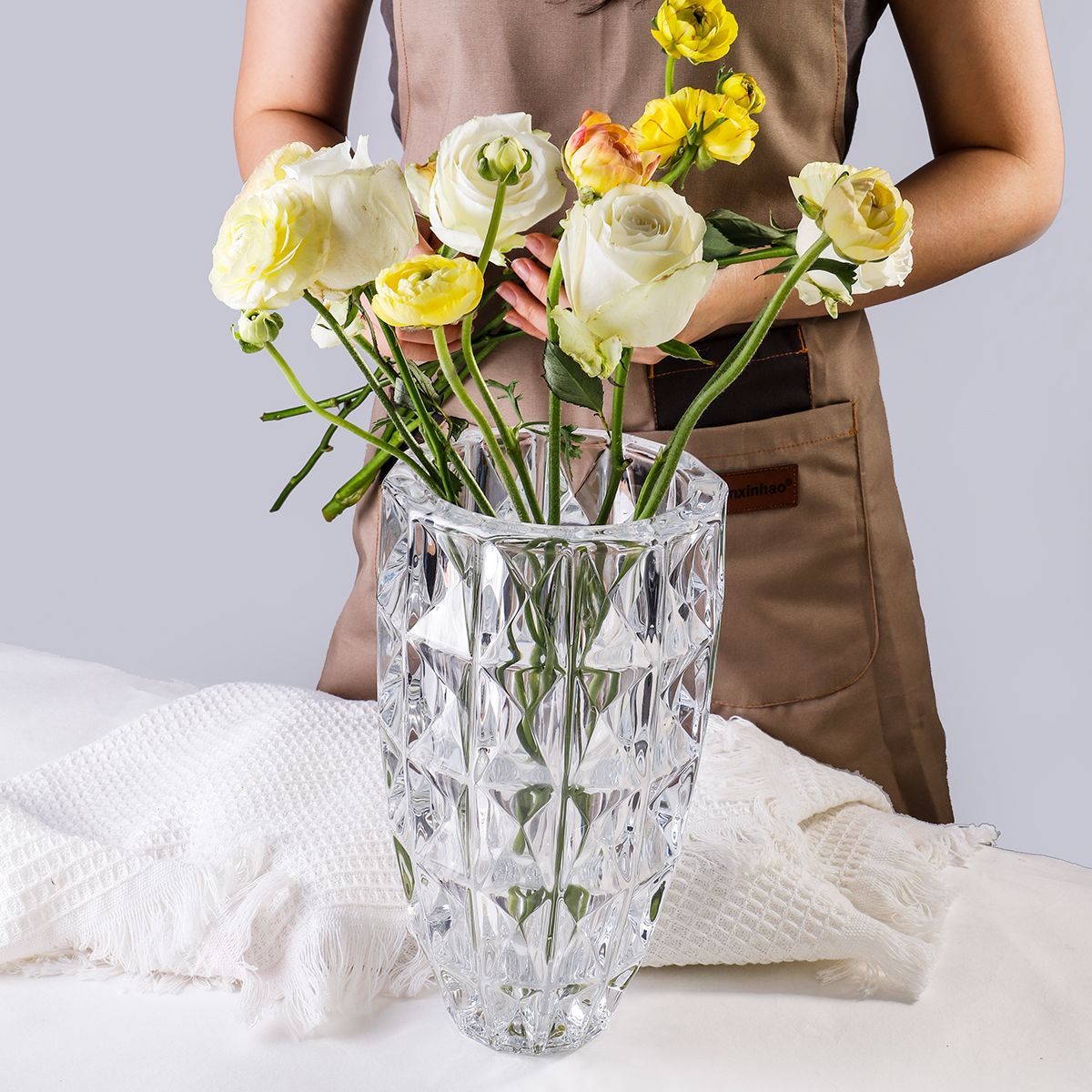 Crystal Flower Glass Vase for Home