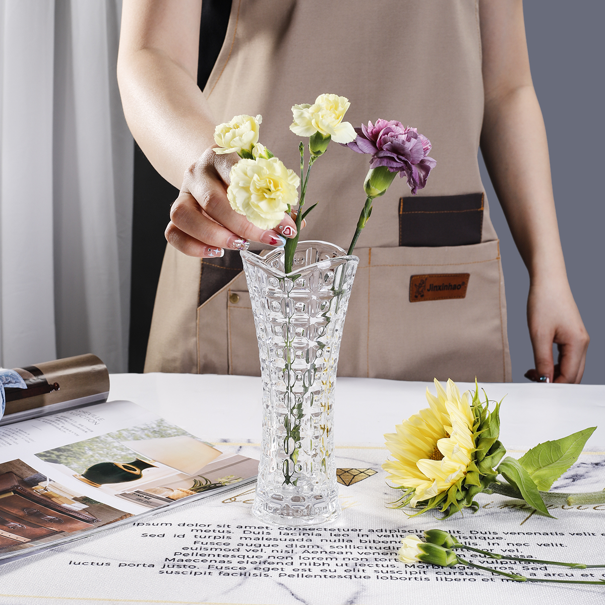 crystal glass flower vase