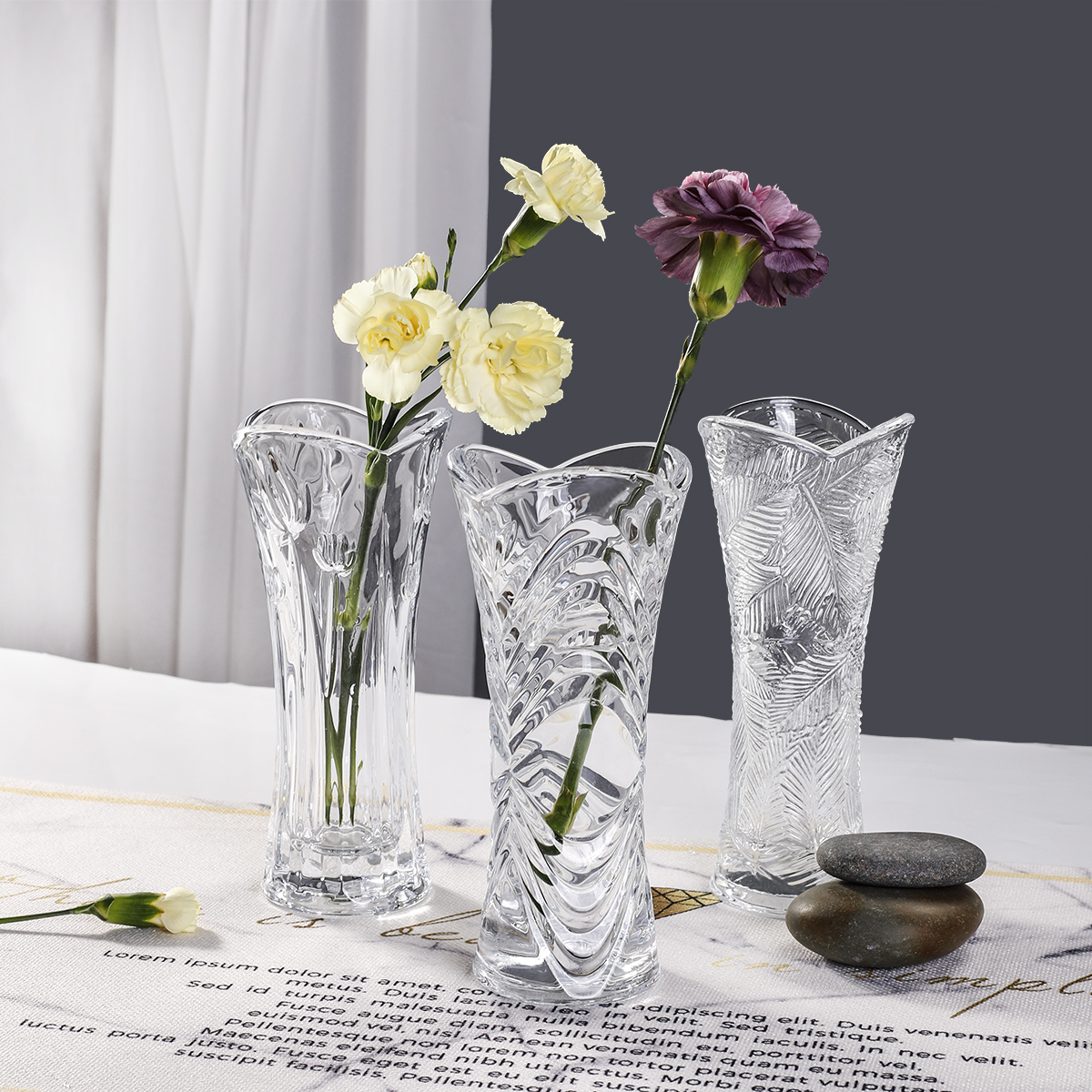 transparent glass vase