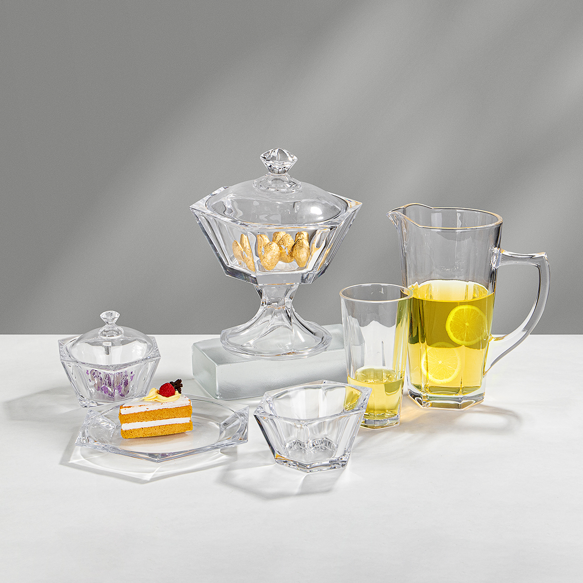 Glass Bowl & Plate Set