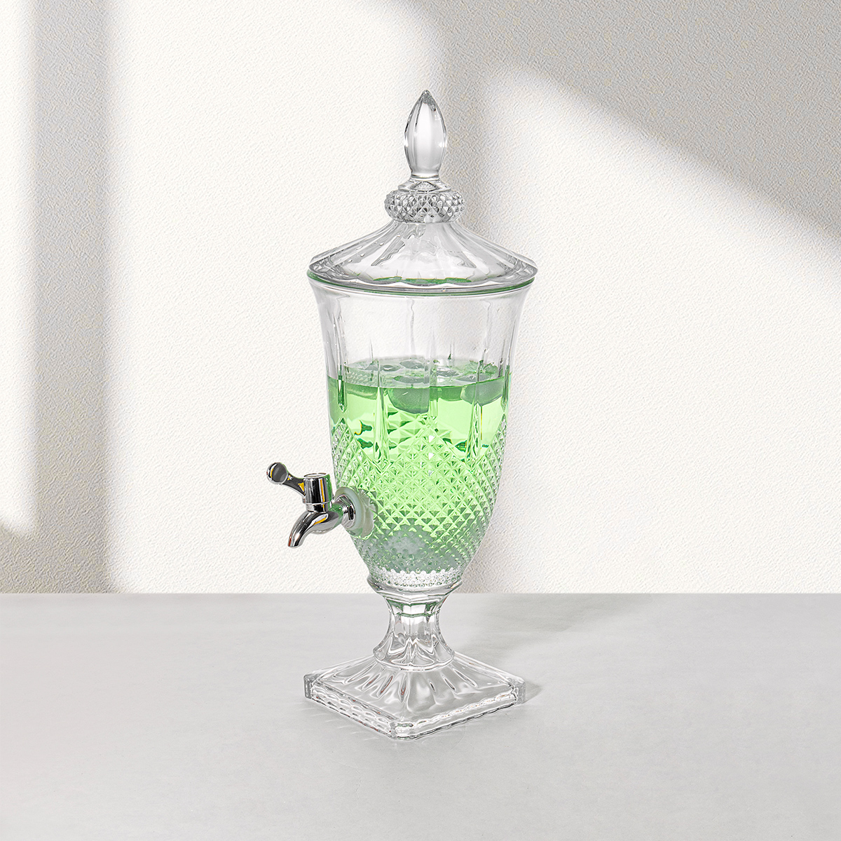 Glass Cold Beverage Dispenser with Stand Spigot