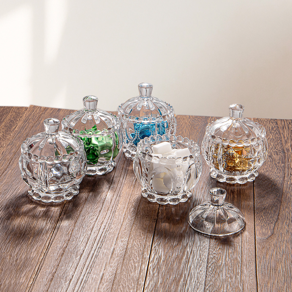 Clear Glass Storage Pot with Glass Lid