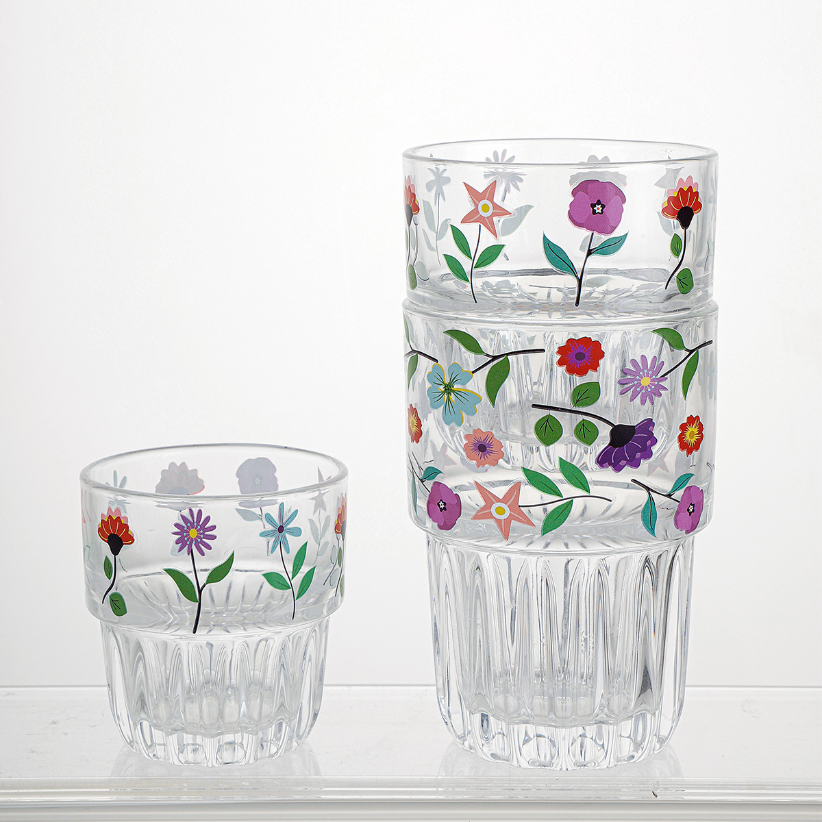 flower decal drinking glassware