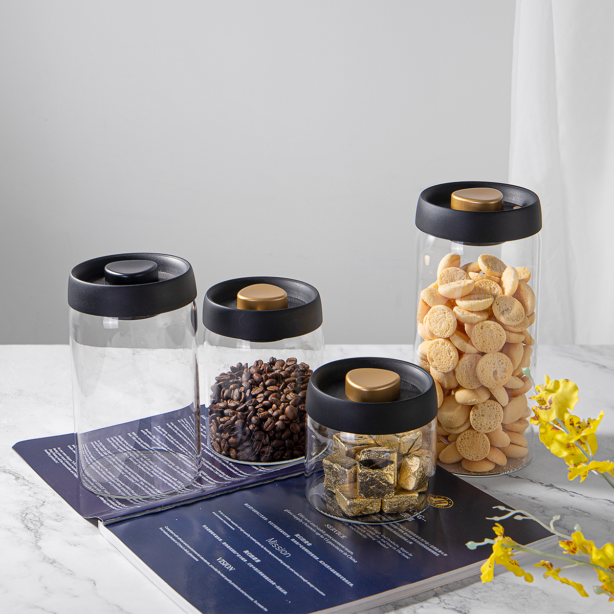 high borosilicate glass coffee bean storage jar