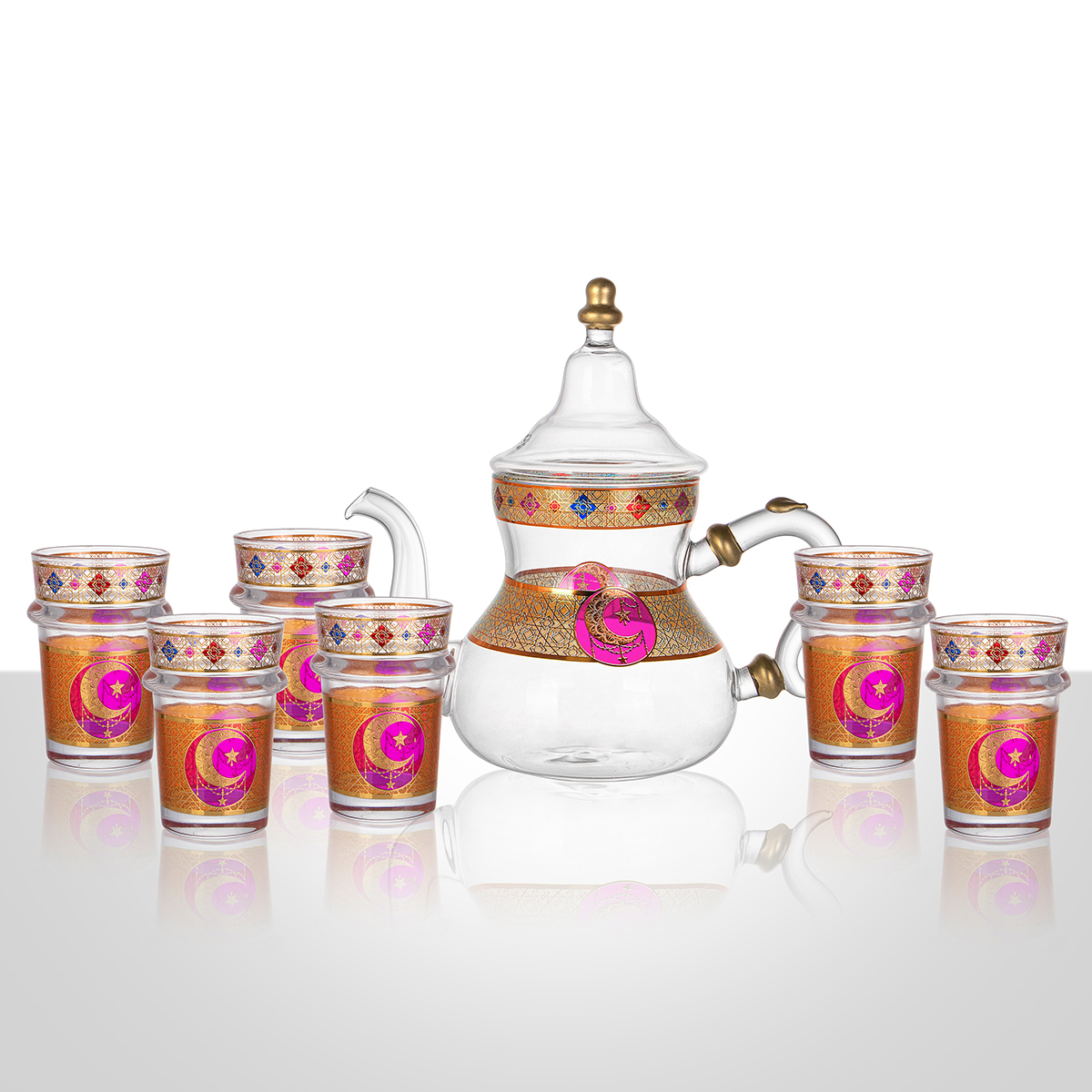 Middle east design 7pcs glass jug set