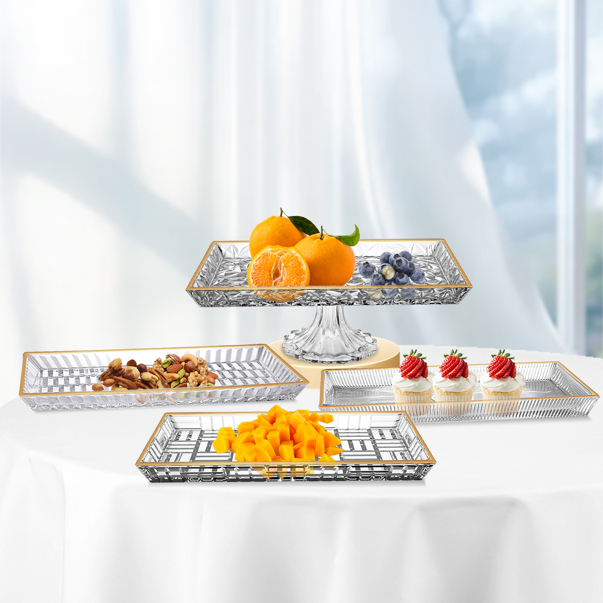 Glass fruit bowl Plate with Footed stand