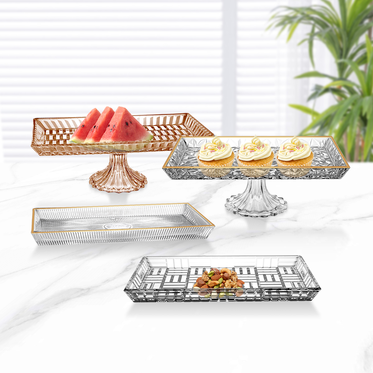 Crystal Glass Fruit Bowls With Lid