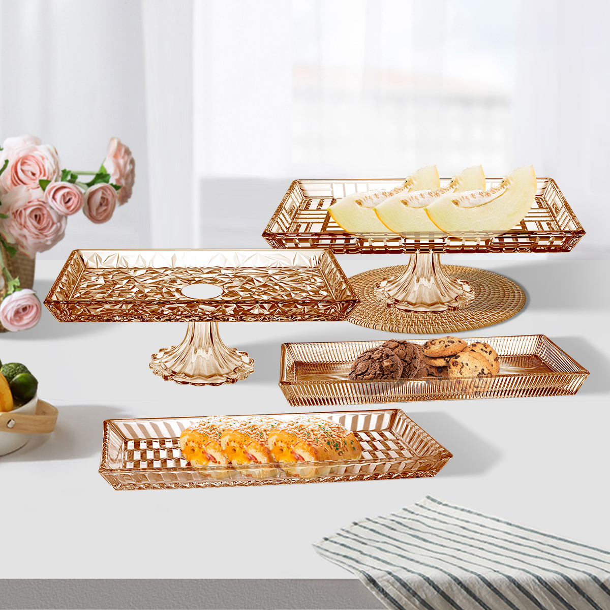 Decorative glass serving plate