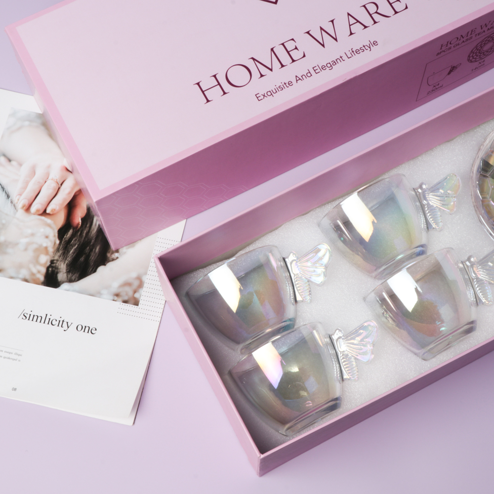 Glass Cup Saucer Set With Gift Boxes