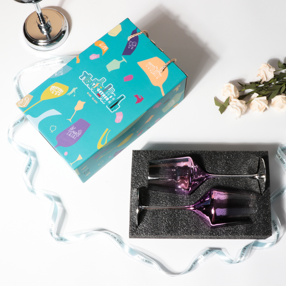 Plating Glass Goblet Gold Drink Glasses with Gift Box
