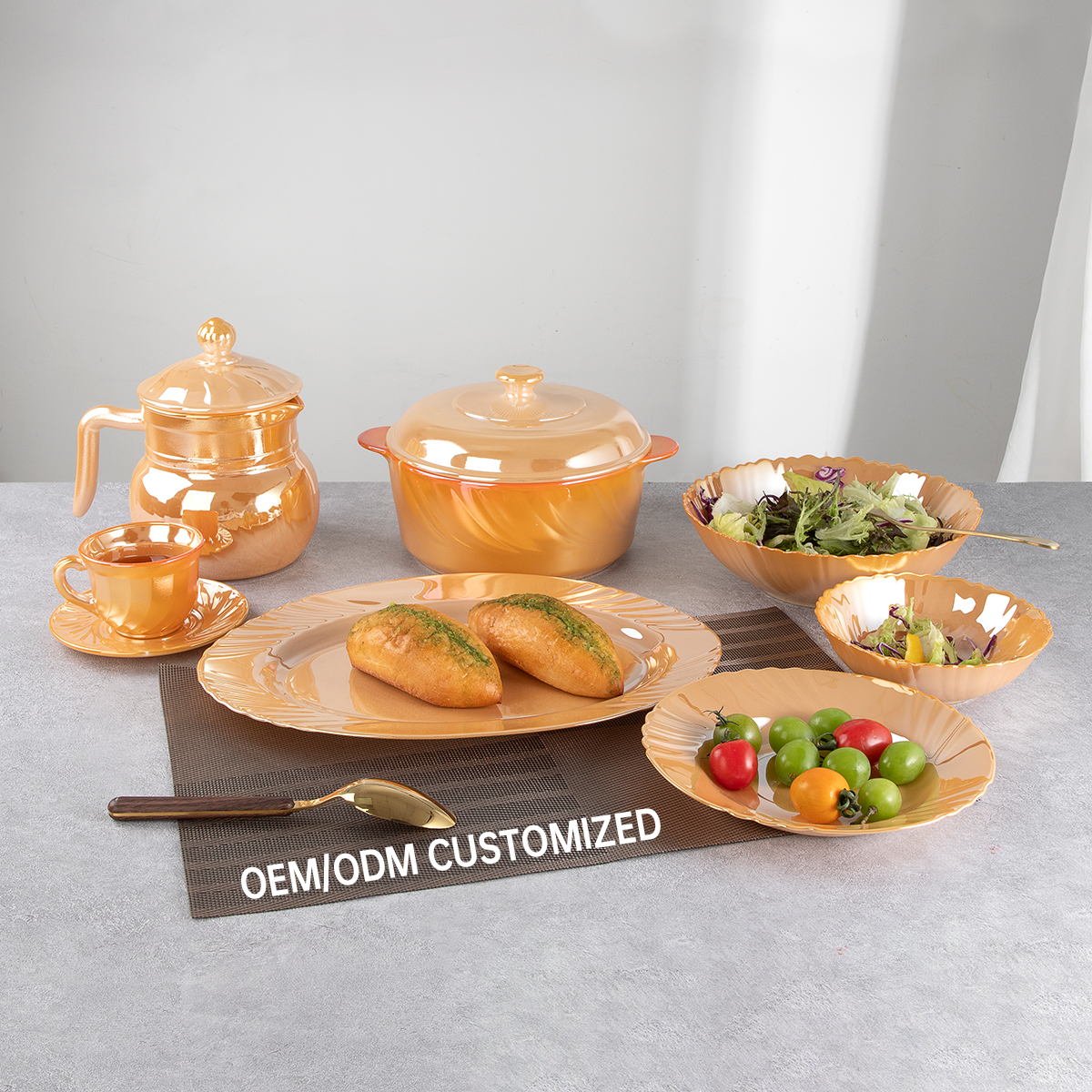 Heat Resistance Opal Plate 33pcs Opal Glass Dinnerware Sets
