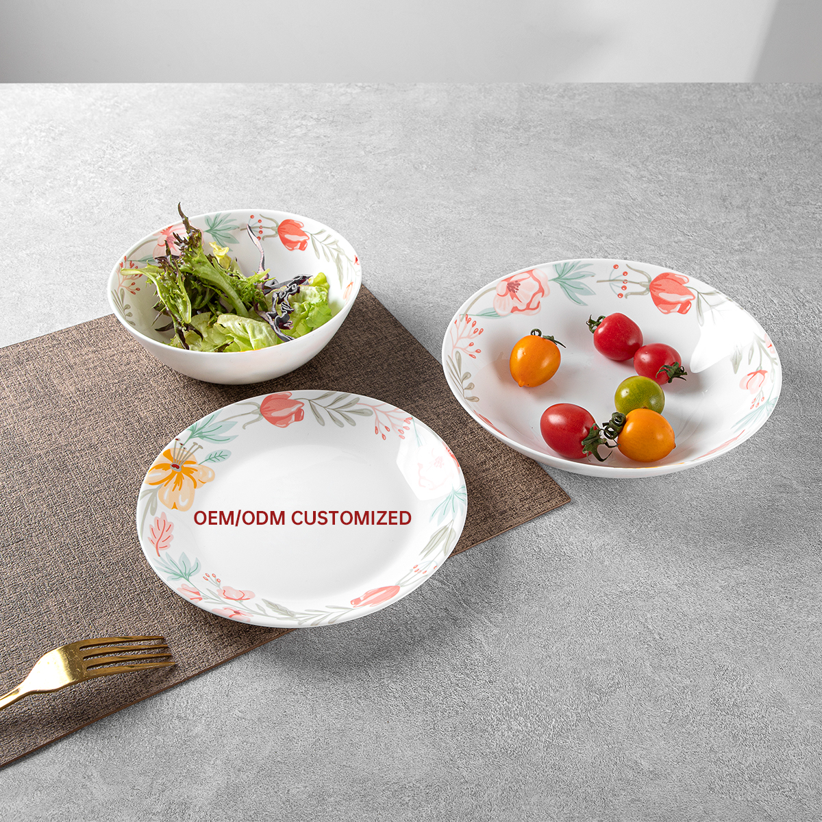 14PCS Bowl Plate Set White Opal Glassware Set