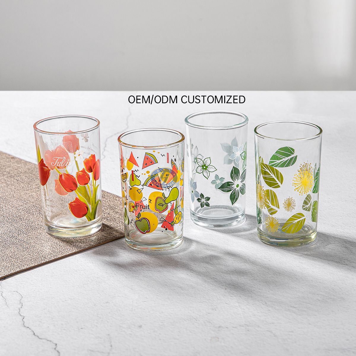 Full Decal Print Glasses Cup Set Drinks Cups