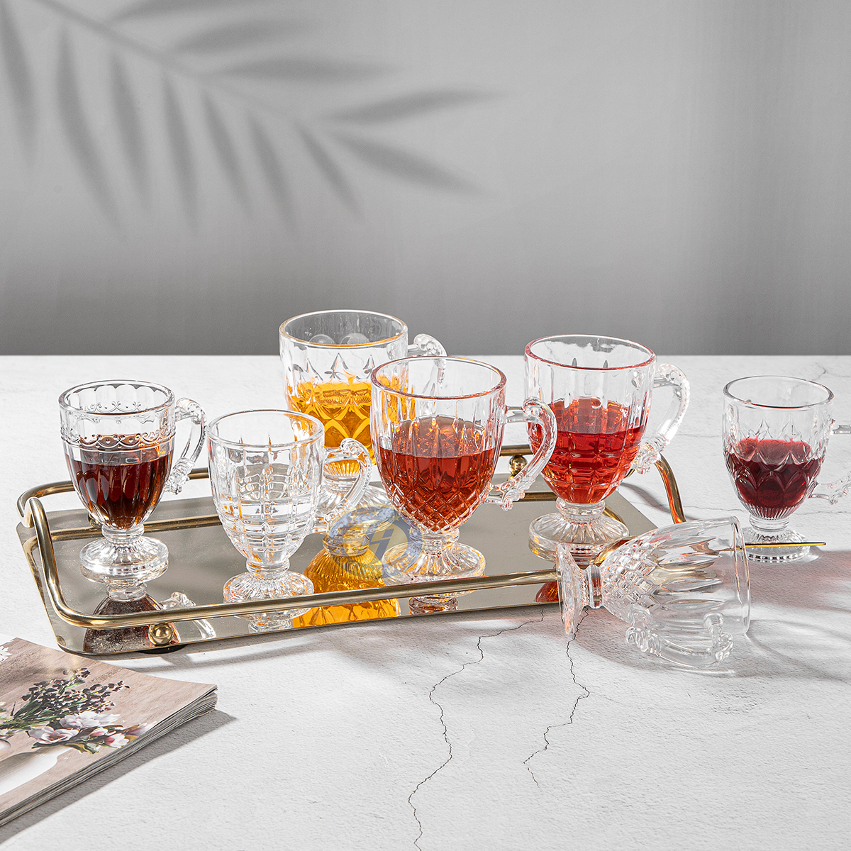 150ml Wholesale Customized Engraved Glass Cup with Handle Tea Cup