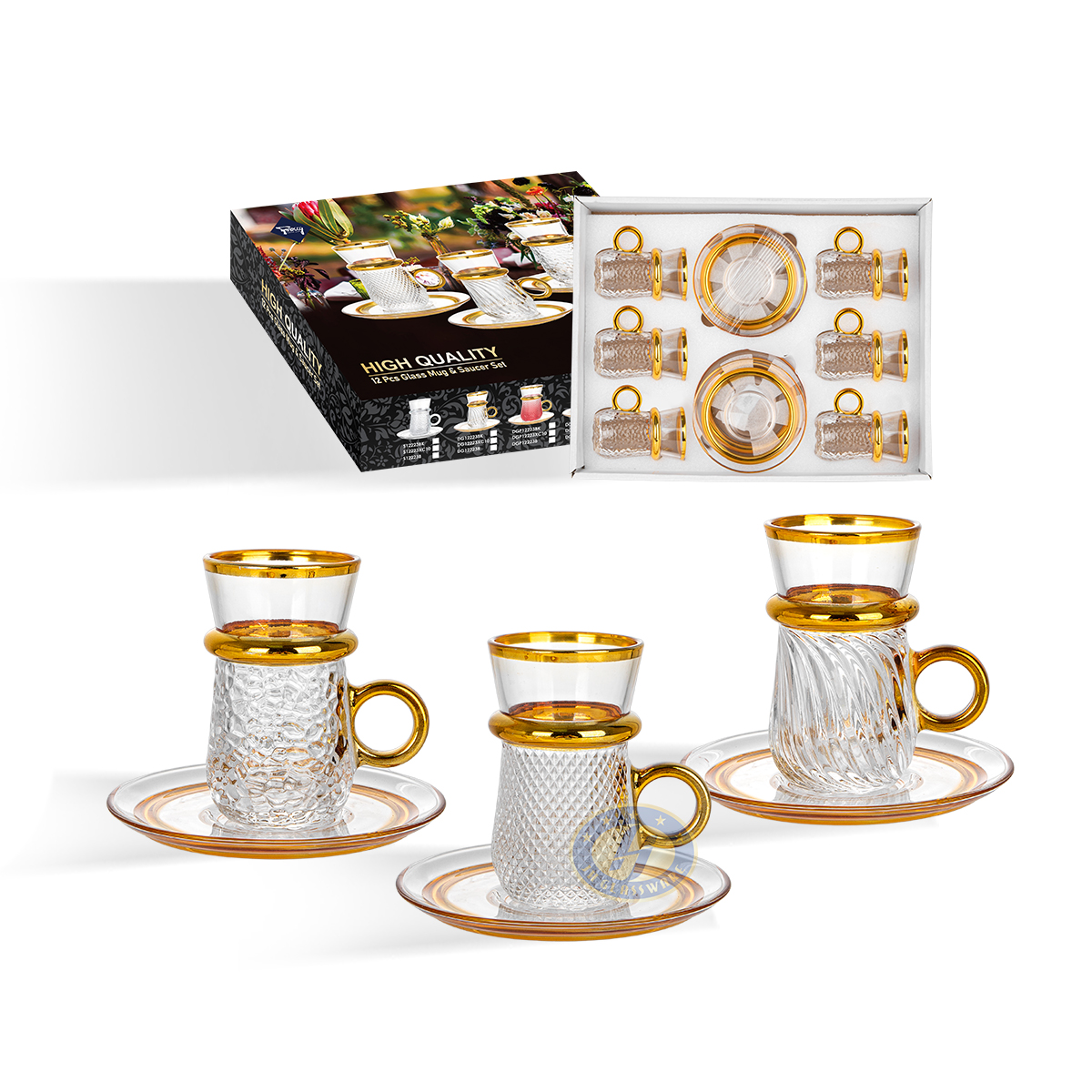 Drinking Glass Cup With Decorative Electroplating Gold Rim