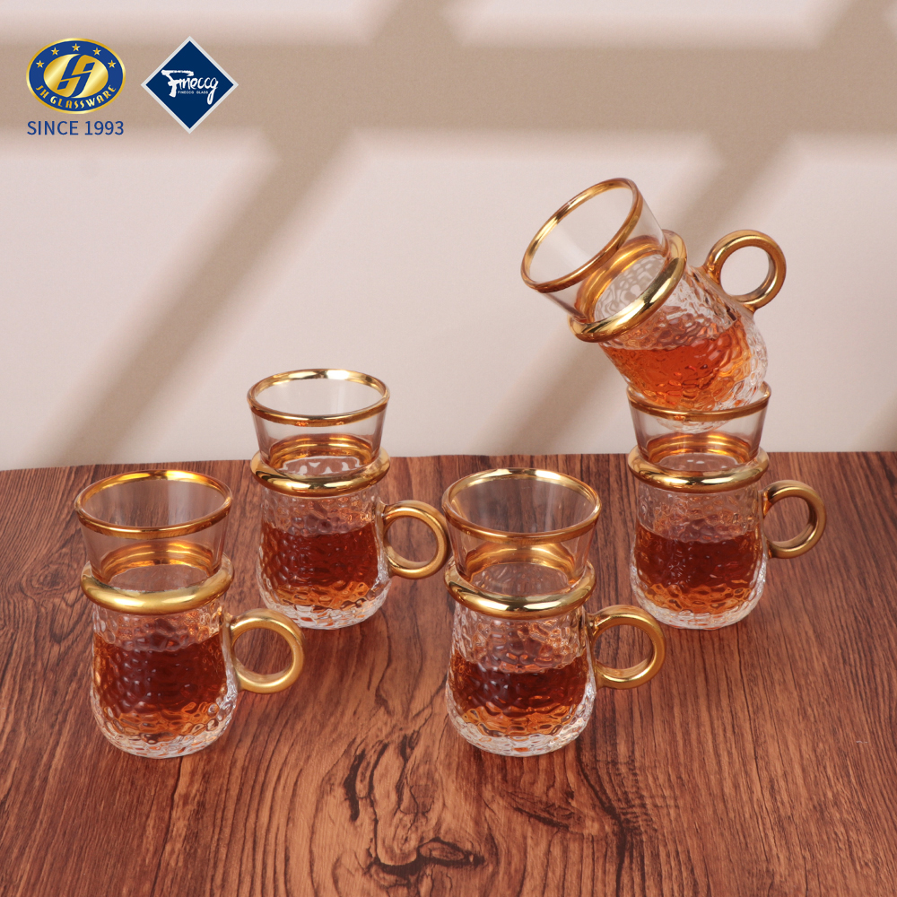 6-piece Set Glass Coffee Mug With Saucer Set