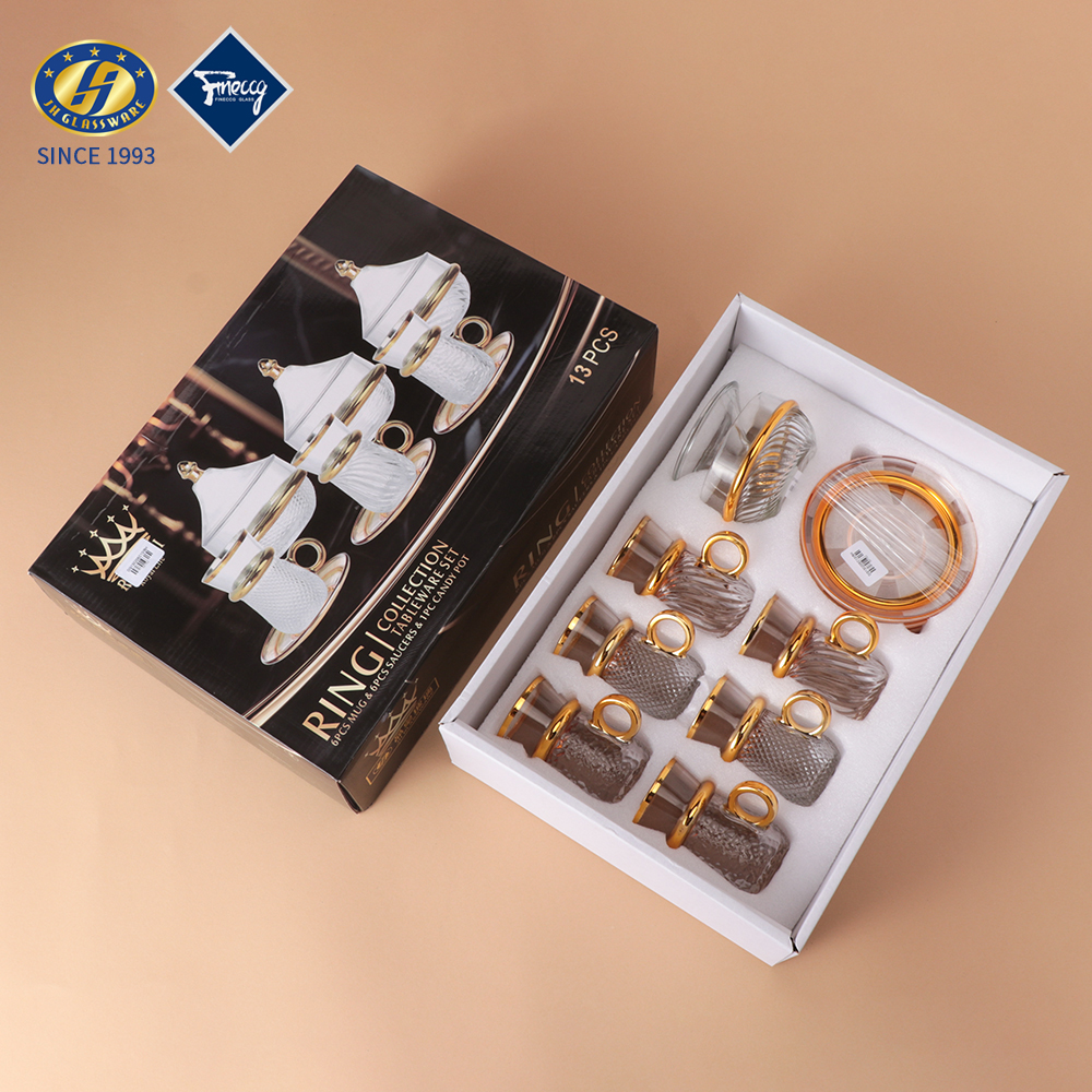 New Arrived Stock Turkish Vintage 18pcs Tea Set Crystal Espresso Glass Cup