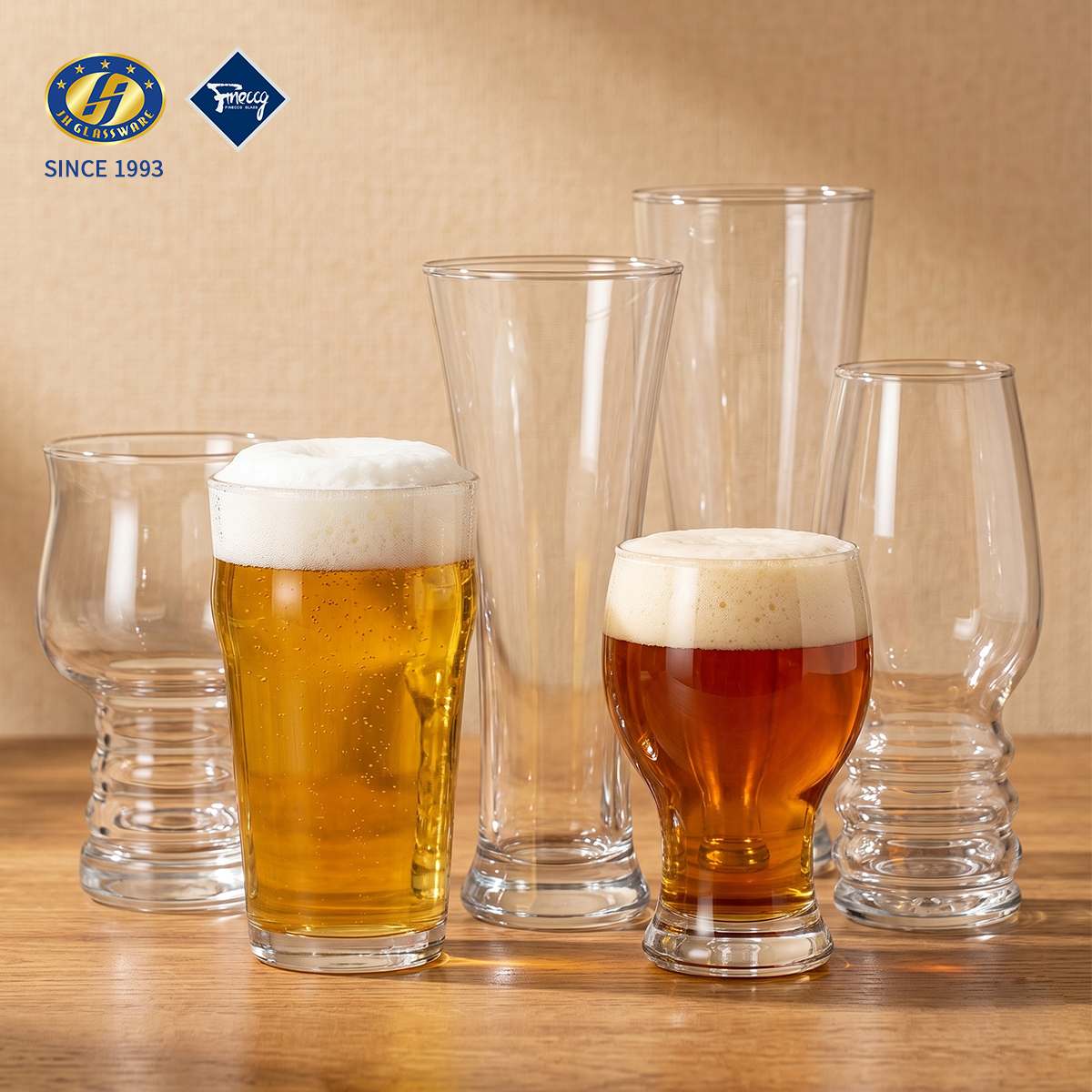 6 Styles Craft Beer Glass Cup Set Thick Lead-Free Pilsner Stout Ale Tasting Glass For Bar Brewery Gift Wholesale