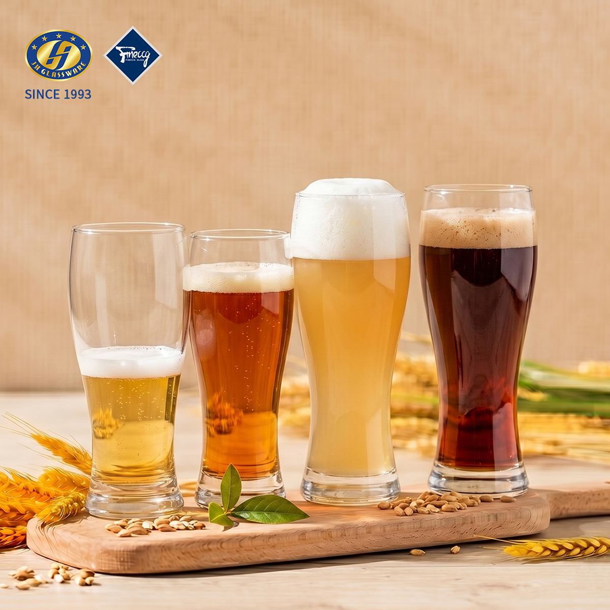 Assorted Classic Lead-Free Craft Beer Glass Set Clear Pilsner Stout IPA Tasting Glass Tumbler For Bar Pub Home Bar Table Decor