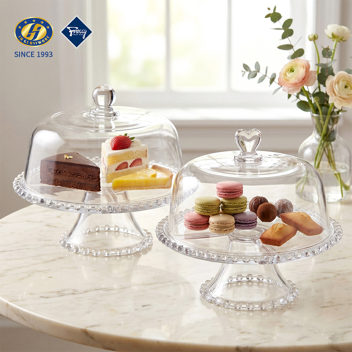 Pedestal Diamond Embossed Lead-Free Glass Cake Stand With Dome Lid Round Dessert Fruit Serving Platter For Wedding Party Home Table Decor