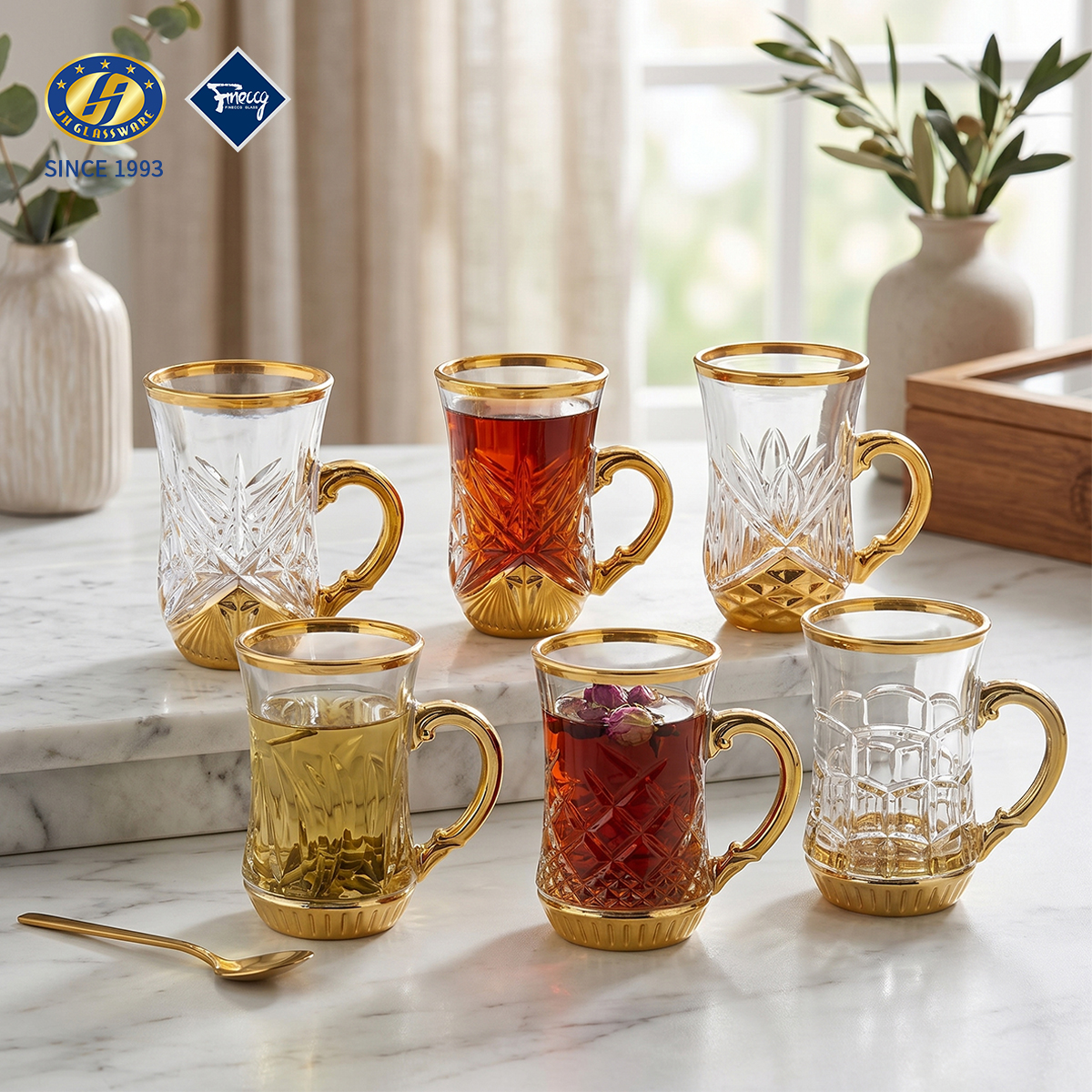 Amber Gradient Diamond Embossed Lead-Free Glass Handle Mug Set Large Capacity Fruit Tea Water Coffee Drinking Cup