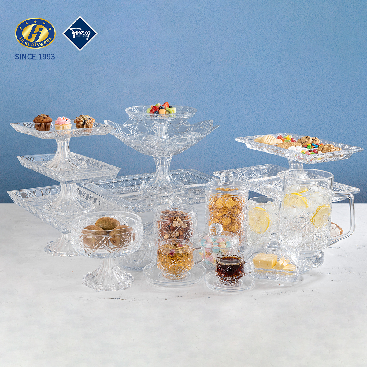 Wholesale Soda Lime Glass Cake Stand | Multi Tier Glass Dessert Stand for Party Wedding OEM