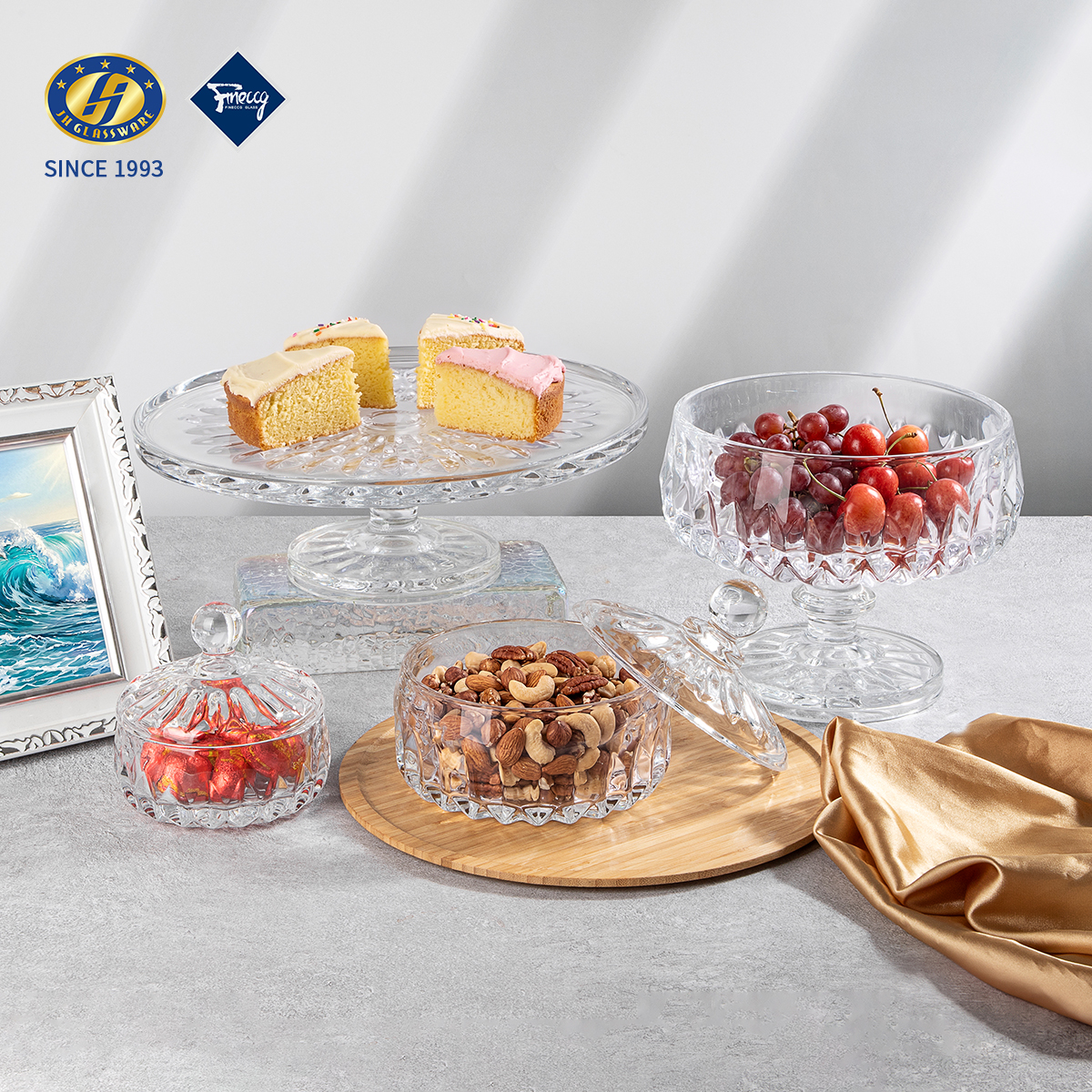 Clear Glass Fruit Bowl, Decorative Glass Serving Bowl for Salad Snack Dessert, Home Table Centerpiece, Wholesale Bulk OEM